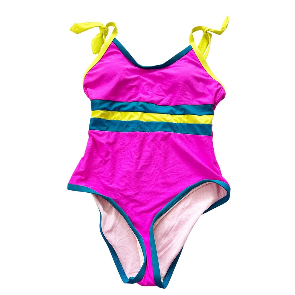 Beach Lingo Girls Multi Venice Beach Color-Block One-Piece Swimsuit Size 16 NWOT